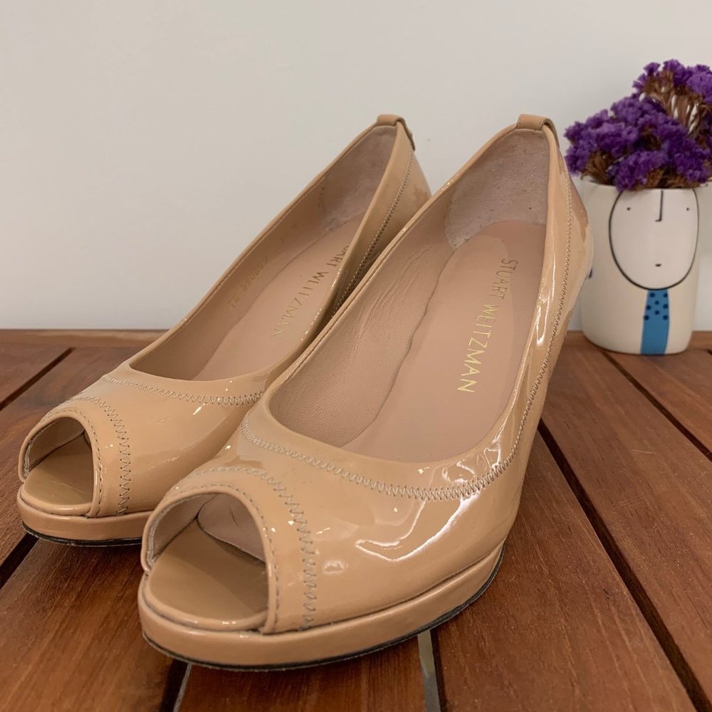 Stuart Weitzman Nude Open Toe Heel Size 5.5
